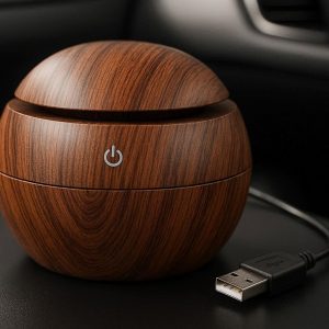 Elegant Wood Grain Car Diffuser USB Powered with LED Light