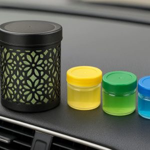 Car Gel Can Air Freshener with Decorative Holder and Refills