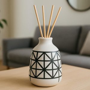 Decorative Ceramic Reed Diffuser with Geometric Pattern Modern Home