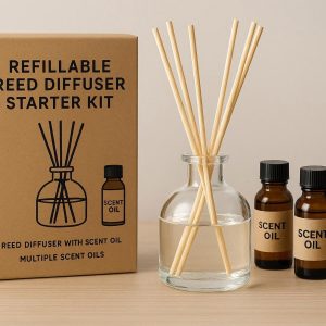 Refillable Reed Diffuser Starter Kit with Multiple Scent Oils