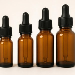 Amber Glass Essential Oil Bottles with Glass Dropper Caps Pack